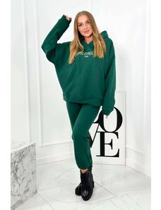 Kesi Insulated cotton set, sweatshirt with embroidery + trousers green