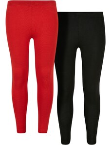 Urban Classics Kids Girls' Jersey Leggings 2-Pack Huge Red/Black
