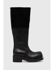 Kožne čizme MM6 Maison Margiela Boot za žene, boja: crna, s platformom, S66WW0075