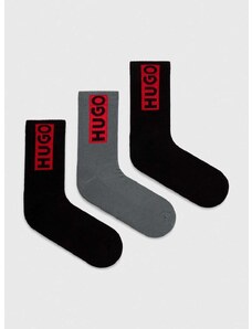 Čarape HUGO 3-pack za muškarce, boja: zelena