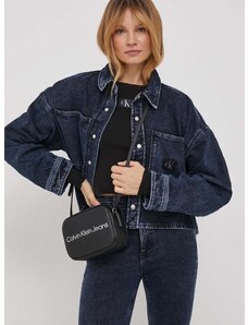 Traper jakna Calvin Klein Jeans za žene, boja: tamno plava, za prijelazno razdoblje, oversize