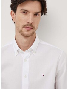 Pamučna košulja Tommy Hilfiger za muškarce, boja: bijela, regular, s button-down ovratnikom