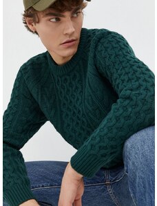 Pulover s dodatkom vune Abercrombie & Fitch za muškarce, boja: zelena