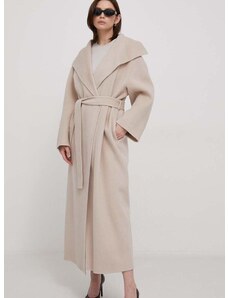 Vuneni kaput Calvin Klein boja: siva, za prijelazno razdoblje, oversize