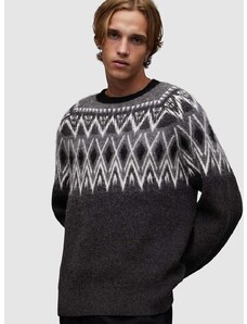 Vuneni pulover AllSaints Aces boja: crna, topli