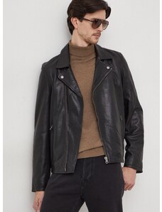 Kožna jakna Pepe Jeans Valen za muškarce, boja: crna, za prijelazno razdoblje