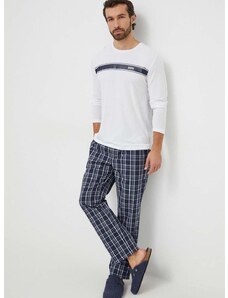 Pidžama BOSS za muškarce, boja: tamno plava, s uzorkom