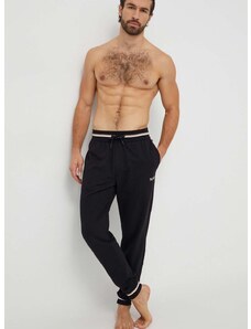 Homewear pamučne hlače BOSS boja: crna, bez uzorka