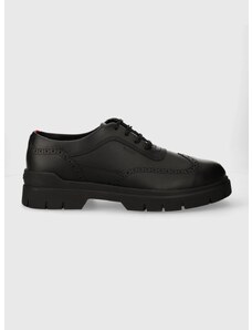 Kožne cipele HUGO Ryan za muškarce, boja: crna, 50512769
