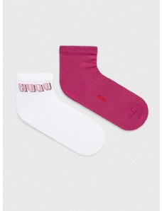 Čarape HUGO 2-pack za žene, boja: bijela
