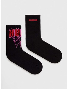 Čarape HUGO 2-pack za žene, boja: crna