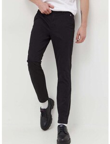 Hlače Tommy Jeans za muškarce, boja: crna, ravni kroj