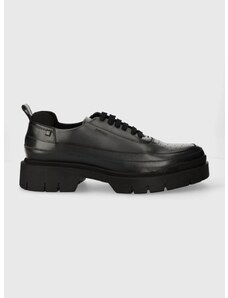 Kožne cipele HUGO Denzel za muškarce, boja: siva, 50512707