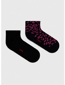 Čarape HUGO 2-pack za žene, boja: crna