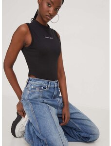 Bodi Tommy Jeans za žene, boja: crna
