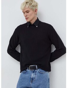 Pamučni pulover HUGO boja: crna