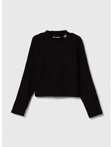 Dječja majica dugih rukava Calvin Klein Jeans boja: crna, s poludolčevitom