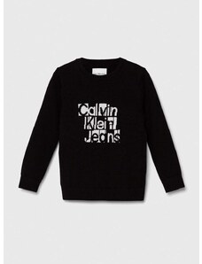 Dječji pamučni pulover Calvin Klein Jeans boja: crna, lagani