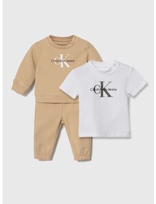 Pamučni komplet za bebe Calvin Klein Jeans boja: bež