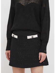 Suknja Tommy Hilfiger boja: crna, mini, širi se prema dolje