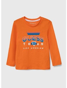 Dječja pamučna majica dugih rukava Guess boja: narančasta, s tiskom