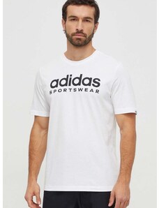 Pamučna majica adidas za muškarce, boja: bijela, s tiskom IW8835