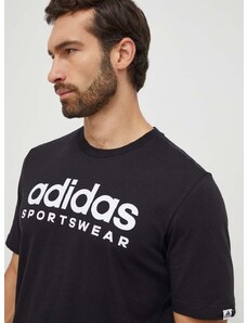 Pamučna majica adidas za muškarce, boja: crna, s tiskom IW8833