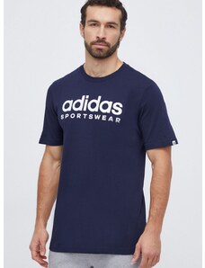 Pamučna majica adidas za muškarce, boja: tamno plava, s tiskom IW8834