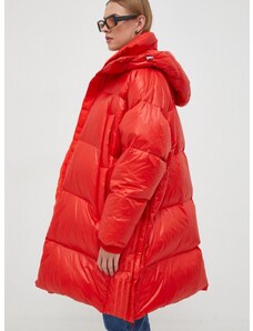 Pernata jakna adidas Originals za žene, boja: crvena, zimu, oversize