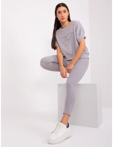 Fashionhunters Grey two-piece tracksuit with patch