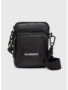 Kožna torbica AllSaints Falcon boja: crna