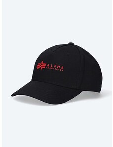 Pamučna kapa sa šiltom Alpha Industries boja: crna, s aplikacijom, 126912.94-black