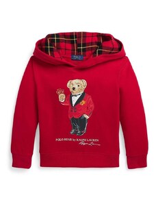 Dječja dukserica Polo Ralph Lauren boja: crvena, s kapuljačom, s tiskom