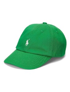 Pamučna kapa sa šiltom za bebe Polo Ralph Lauren boja: zelena, bez uzorka