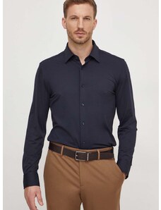 Košulja BOSS za muškarce, boja: tamno plava, slim, s klasičnim ovratnikom