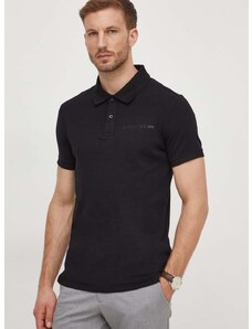 Polo majica Guess za muškarce, boja: crna, bez uzorka