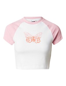 Tommy Jeans Majica pastelno narančasta / roza / bijela