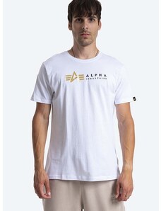 Pamučna majica Alpha Industries boja: bijela, s tiskom, 118502FP.09-white