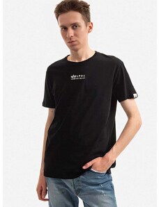 Pamučna majica Alpha Industries boja: crna, s tiskom, 118529.649-black