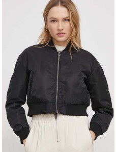 Bomber jakna Pepe Jeans za žene, boja: crna, za prijelazno razdoblje
