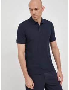 Pamučna polo majica BOSS boja: tamno plava, jednobojni model