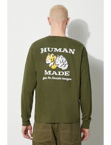 Pamučna majica dugih rukava Human Made Graphic boja: zelena, bez uzorka, HM26CS004