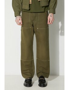 Pamučne hlače Human Made Duck Painter boja: zelena, ravni kroj, HM26PT012