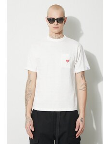 Pamučna majica Human Made Pocket za muškarce, boja: bijela, bez uzorka, HM26CS003