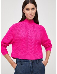 Pulover s dodatkom vune Morgan za žene, boja: ružičasta, s poludolčevitom