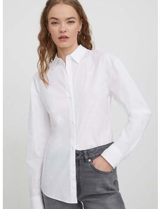 Košulja HUGO za žene, boja: bijela, regular, s klasičnim ovratnikom
