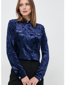 Košulja od velura Guess boja: tamno plava, regular, s klasičnim ovratnikom