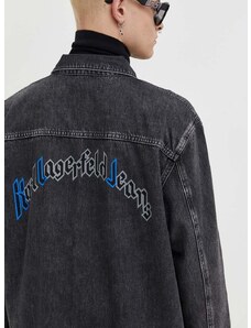 Traper košulja Karl Lagerfeld Jeans za muškarce, boja: siva, regular, s klasičnim ovratnikom