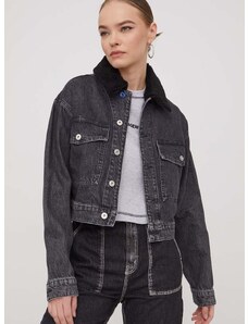 Traper jakna Karl Lagerfeld Jeans za žene, boja: siva, za prijelazno razdoblje, oversize