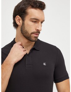 Polo majica Calvin Klein Jeans za muškarce, boja: crna, bez uzorka